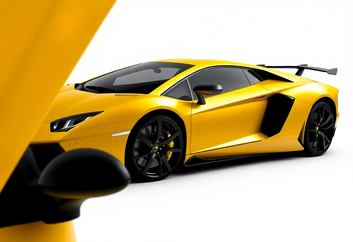 Lamborghini Aventador, vue de profil, jaune vif